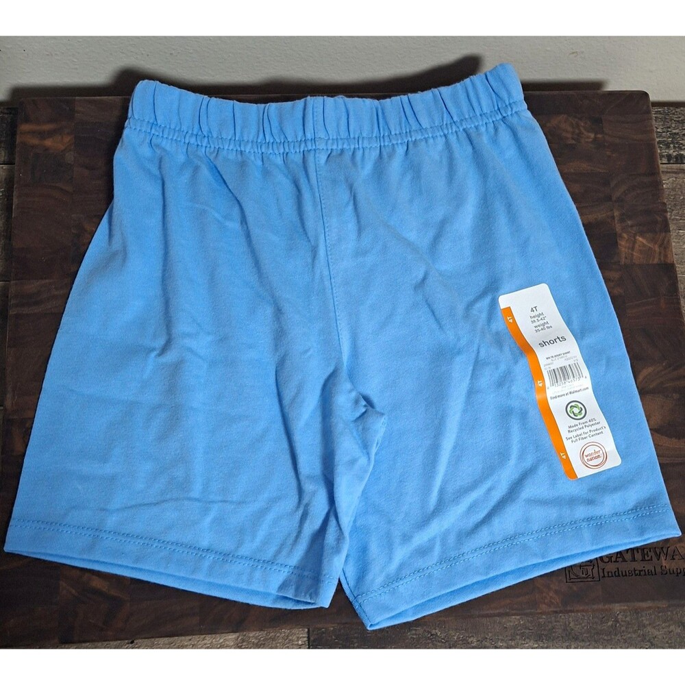Wonder Nation Unisex Toddler Shorts 4T Blue Solid Pull-On Jersey Knit Elastic
